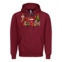 Burgundy tis the season christmas Zipper Hoodie - texasbilliewilder