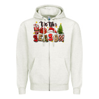 Oatmeal Heather tis the season christmas Zipper Hoodie - texasbilliewilder
