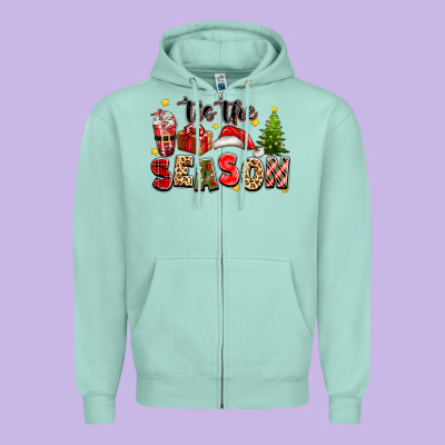 Tis The Season Christmas Zipper Hoodie Designed By Texasbilliewilder