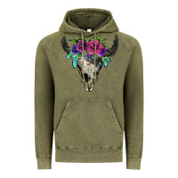 Vintage Olive cowhide bull skull Vintage Hoodie - Jasminsmagicworld