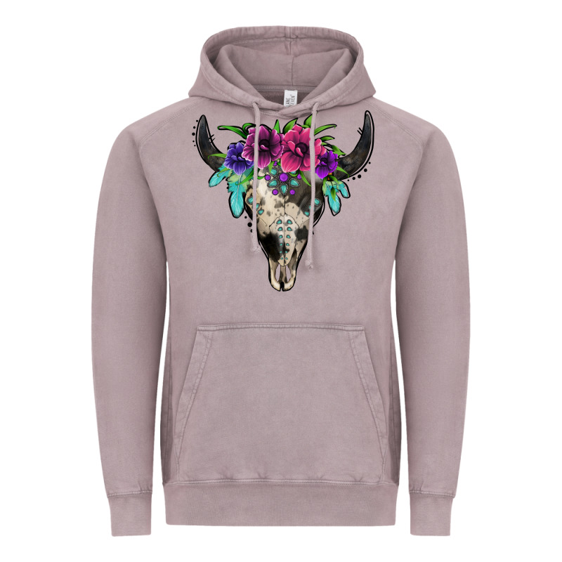 Cowhide Bull Skull Vintage Hoodie by Jasminsmagicworld | Teevron