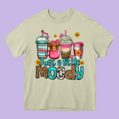Just A Little Moody Coffee Cups Heavy Core Tee Designed By Jasminsmagicworld