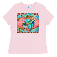 Bubblegum Pink floral turtle Ladies Tee - Jasminsmagicworld