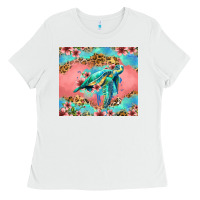 White floral turtle Ladies Tee - Jasminsmagicworld