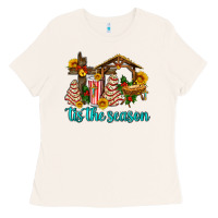 Tis The Seasin With Christmas Cake Abd Jesus Ladies Tee | Teevron