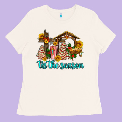 Tis The Seasin With Christmas Cake Abd Jesus Ladies Tee Designed By Adodesignshop