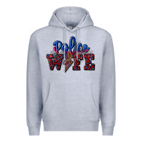 Heather Grey police wife with lightning bolt Premium Hoodie - CowGirlArtShop