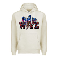 Oatmeal Heather police wife with lightning bolt Premium Hoodie - CowGirlArtShop
