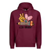 Burgundy peace love 6th grade Premium Hoodie - JahusDesignShop