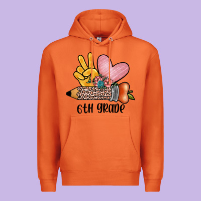 Peace Love 6th Grade Premium Hoodie Designed By Jahusdesignshop