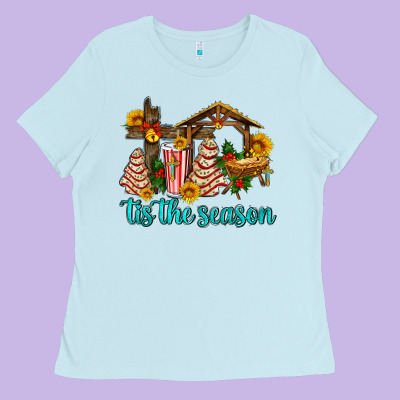 Tis The Seasin With Christmas Cake Abd Jesus Ladies Tee Designed By Adodesignshop