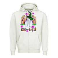 Oatmeal Heather Boo-tiful ghost Zipper Hoodie - NancyCooperArtShop