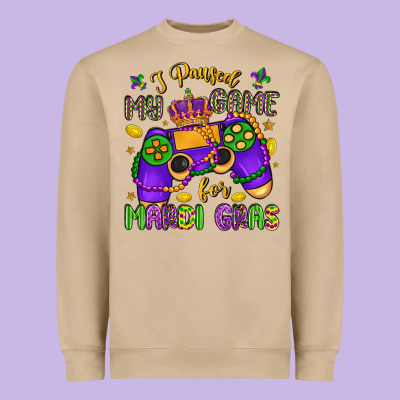I Paused My Game For Mardi Gras Heavyweight Sweatshirt Designed By Lillyallendesigns