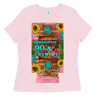 Bubblegum Pink raised 90's country guitar cactus sunflower's 12 oz can cooler  (slim) Ladies Tee - Artiststas