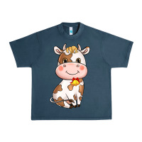 Midnight Navy cartoon cow Urban Heavy Tee - NancyCooperArtShop