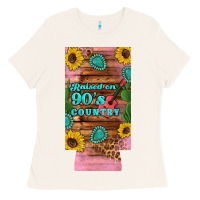 Bone raised 90's country guitar cactus sunflower's 12 oz can cooler  (slim) Ladies Tee - Artiststas