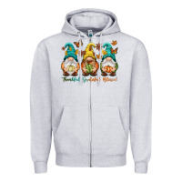 Heather Grey Thankful grateful blessed Zipper Hoodie - NancyCooperArtShop