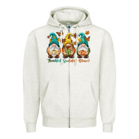 Oatmeal Heather Thankful grateful blessed Zipper Hoodie - NancyCooperArtShop