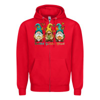 Red Thankful grateful blessed Zipper Hoodie - NancyCooperArtShop