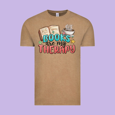 Books Are My Therapy Vintage Tee Designed By Maliassmallbusiness