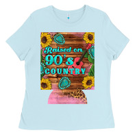 Baby Blue raised 90's country guitar cactus sunflower's 12 oz can cooler (regula Ladies Tee - Artiststas