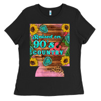 Black raised 90's country guitar cactus sunflower's 12 oz can cooler (regula Ladies Tee - Artiststas