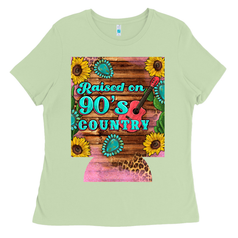 Raised 90's Country Guitar Cactus Sunflower's 12 Oz Can Cooler (regula Ladies Tee by Artiststas | Teevron