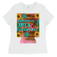 White raised 90's country guitar cactus sunflower's 12 oz can cooler (regula Ladies Tee - Artiststas