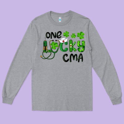 One Lucky Certified Medical Assistant Cma Long Sleeve Tee Designed By Ranaportraitstore
