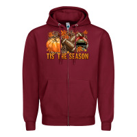 Burgundy Tis' the season American Football Zipper Hoodie - NancyCooperArtShop