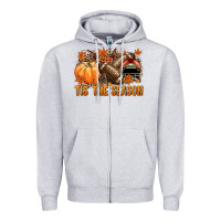 Heather Grey Tis' the season American Football Zipper Hoodie - NancyCooperArtShop