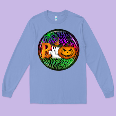 Halloween Round Earrings 3 Long Sleeve Tee Designed By Bundleandbundleshop