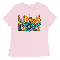 Bubblegum Pink blessed mom with gemstone Ladies Tee - AdoDesignShop