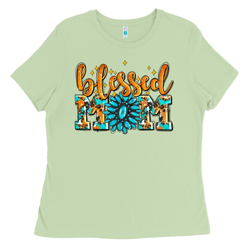 Blessed Mom With Gemstone Ladies Tee by AdoDesignShop | Teevron