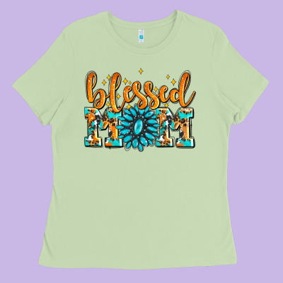Blessed Mom With Gemstone Ladies Tee Designed By Adodesignshop