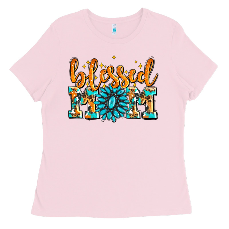 Blessed Mom With Gemstone Ladies Tee by AdoDesignShop | Teevron