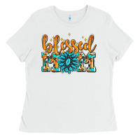 White blessed mom with gemstone Ladies Tee - AdoDesignShop