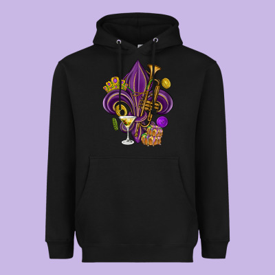 Fleur De Lis Mardi Gras Heavyweight Hoodie Designed By Howdyjamesfarm