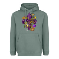 Sage Fleur de lis Mardi Gras Heavyweight Hoodie - HowdyJamesFarm