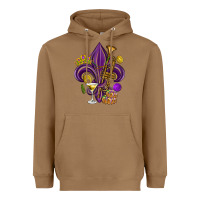 Toasted Coconut Fleur de lis Mardi Gras Heavyweight Hoodie - HowdyJamesFarm