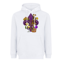 White Fleur de lis Mardi Gras Heavyweight Hoodie - HowdyJamesFarm