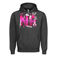 Charcoal Heather breast cancer np nurse practitioner Zipper Hoodie - texasbilliewilder