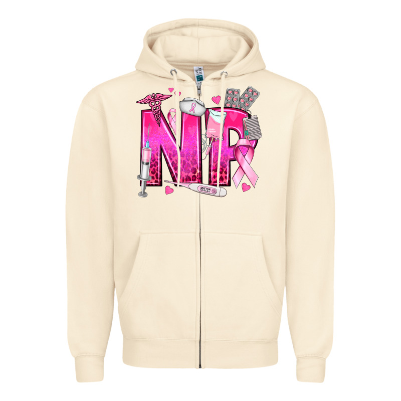 Breast Cancer Np Nurse Practitioner Zipper Hoodie by texasbilliewilder | Teevron