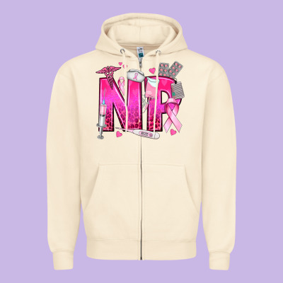 Breast Cancer Np Nurse Practitioner Zipper Hoodie Designed By Texasbilliewilder