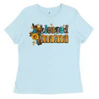 Baby Blue blessed mama Ladies Tee - AdoDesignShop