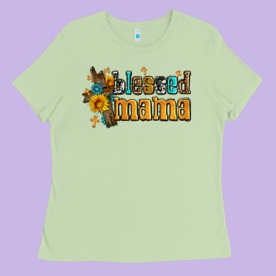 Blessed Mama Ladies Tee Designed By Adodesignshop