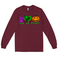 Burgundy peace love halloween Long Sleeve Tee - BundleAndBundleShop