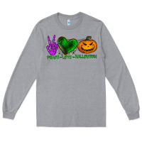 Heather Grey peace love halloween Long Sleeve Tee - BundleAndBundleShop