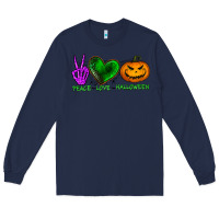 Navy peace love halloween Long Sleeve Tee - BundleAndBundleShop