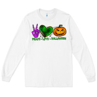 White peace love halloween Long Sleeve Tee - BundleAndBundleShop